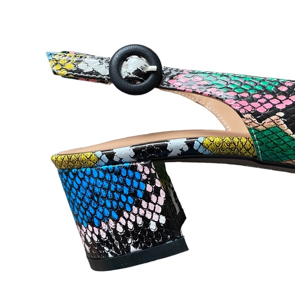 WAYDERNS NWOB Colorful Snakeskin Slingback Shoe with Block Heel 6.5 - Picture 6 of 12